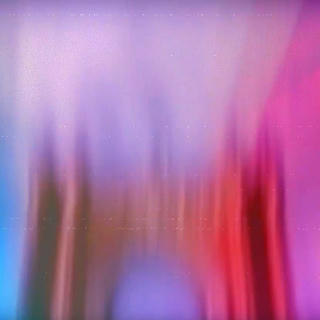 An abstractified red and blue and purple view of the Arc de Triomphe.